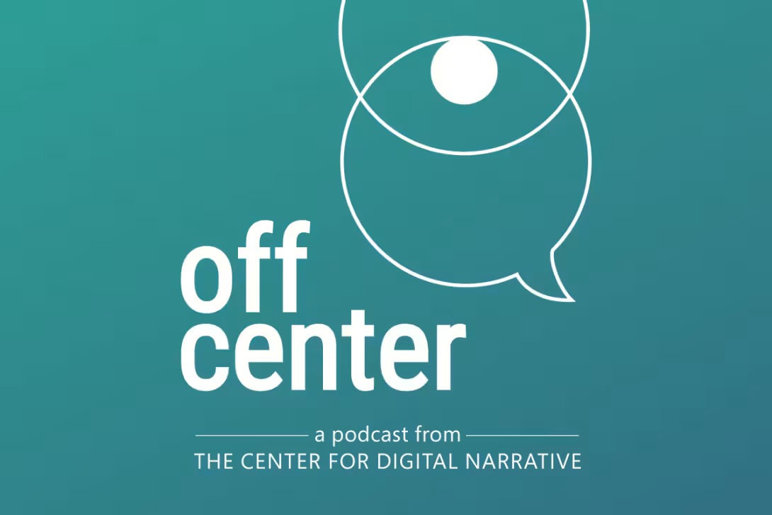 Off Center podcast logo: two overlapping speech bubbles forming an off-center eye